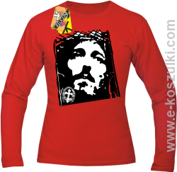 Jezus Chrystus Umarł za krzyżu za grzechy nasze - longsleeve męski czerwony