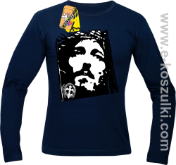 Jezus Chrystus Umarł za krzyżu za grzechy nasze - longsleeve męski granatowy