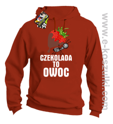 Czekolada to owoc - bluza z kapturem pomarańczowa