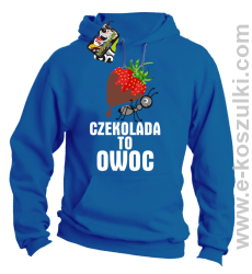 Czekolada to owoc - bluza z kapturem niebieska