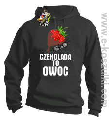 Czekolada to owoc - bluza z kapturem szara