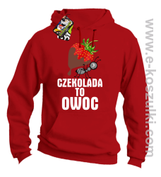 Czekolada to owoc - bluza z kapturem czerwona