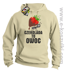 Czekolada to owoc - bluza z kapturem beżowa