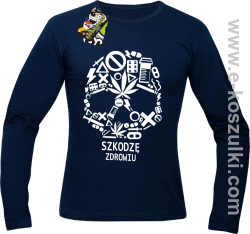 Czaszka Szkodzę Zdrowiu - Longsleeve męski  granatowy 