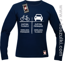 Auto-Rower Zużycie Zużywa tłuszcz odkłada pieniądze - longsleeve męski granatowy