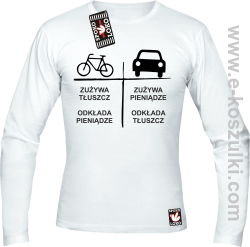 Auto-Rower Zużycie Zużywa tłuszcz odkłada pieniądze - longsleeve męski biały