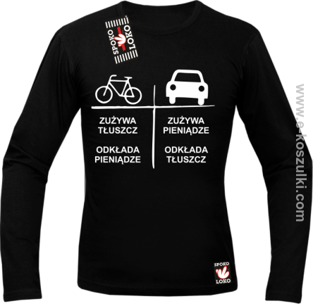 Auto-Rower Zużycie Zużywa tłuszcz odkłada pieniądze - longsleeve męski czarny