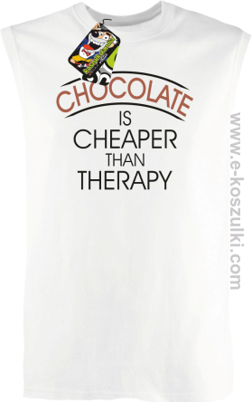 Chocolate is cheaper than therapy - bezrękawnik męski biały