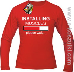 Installing muscles please wait -  Longsleeve męski czerwony