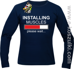 Installing muscles please wait -  Longsleeve męski granatowy 