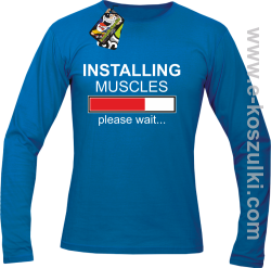 Installing muscles please wait -  Longsleeve męski niebieski 