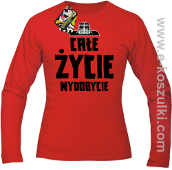 Całe życie wydobycie - longsleeve męski czerwony