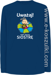 Uważaj mam starszą siostrę SERIA PSZCZÓŁKI - longsleeve dziecięcy niebieski