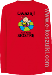 Uważaj mam starszą siostrę SERIA PSZCZÓŁKI - longsleeve dziecięcy czerwony