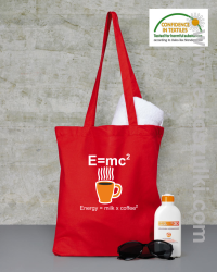 E=mc2 - Energy = Milk x Coffee 2 - torba eko czerwona 