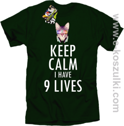 Keep Calm I Have 9 Lives CatDisco - koszulka męska butelkowa