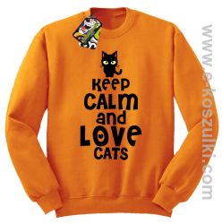 Keep Calm and Love Cats BlackFilo - bluza bez kaptura STANDARD  pomarańczowa