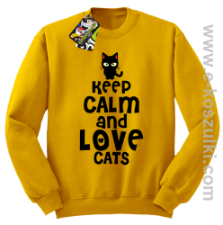 Keep Calm and Love Cats BlackFilo - bluza bez kaptura STANDARD  żółta