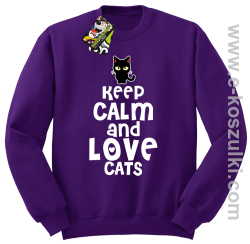 Keep Calm and Love Cats BlackFilo - bluza bez kaptura STANDARD  fioletowa