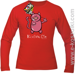 Kociam Cię Kotek Smyrek - longsleeve męski czerwony