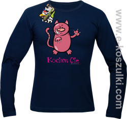 Kociam Cię Kotek Smyrek - longsleeve męski granatowy