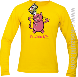 Kociam Cię Kotek Smyrek - longsleeve męski żółty