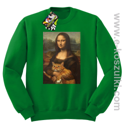 Mona Lisa z kotem - bluza bez kaptura STANDARD zielona