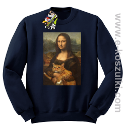 Mona Lisa z kotem - bluza bez kaptura STANDARD granatowa