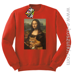 Mona Lisa z kotem - bluza bez kaptura STANDARD czerwona