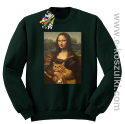 Mona Lisa z kotem - bluza bez kaptura STANDARD butelkowa