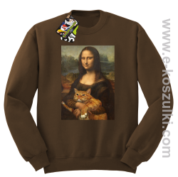 Mona Lisa z kotem - bluza bez kaptura STANDARD brązowa