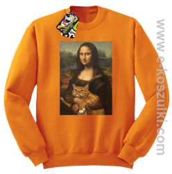 Mona Lisa z kotem - bluza bez kaptura STANDARD pomarańczowa