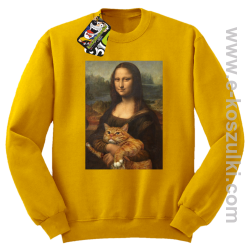 Mona Lisa z kotem - bluza bez kaptura STANDARD żółta