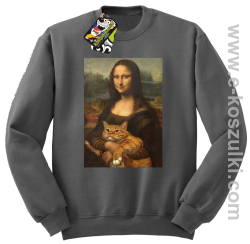 Mona Lisa z kotem - bluza bez kaptura STANDARD szara