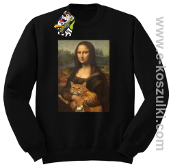 Mona Lisa z kotem - bluza bez kaptura STANDARD czarna