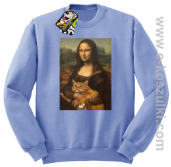 Mona Lisa z kotem - bluza bez kaptura STANDARD błękitna