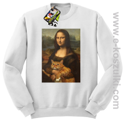 Mona Lisa z kotem - bluza bez kaptura STANDARD biała