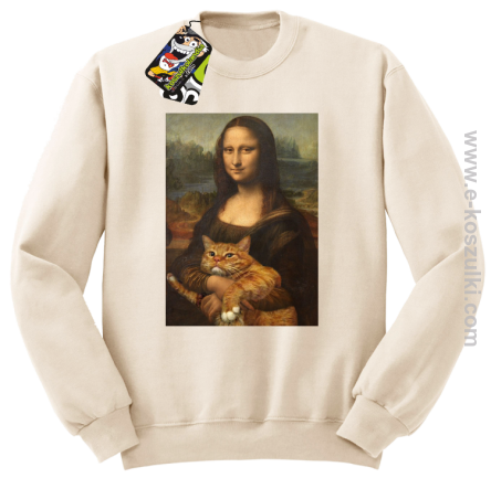 Mona Lisa z kotem - bluza bez kaptura STANDARD beżowa