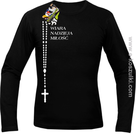 RÓŻANIEC Wiara Nadzieja Miłość - longsleeve męski czarny