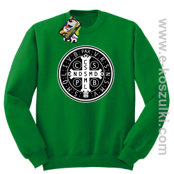 Krzyż Świętego Benedykta - Cross Saint Benedict - bluza STANDARD bez kaptura zielona