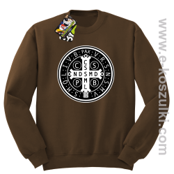 Krzyż Świętego Benedykta - Cross Saint Benedict - bluza STANDARD bez kaptura brązowa