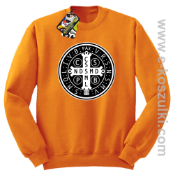 Krzyż Świętego Benedykta - Cross Saint Benedict - bluza STANDARD bez kaptura pomarańczowa