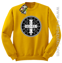 Krzyż Świętego Benedykta - Cross Saint Benedict - bluza STANDARD bez kaptura żółta