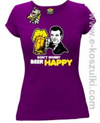 Dont worry beer happy - koszulka damska fioletowa