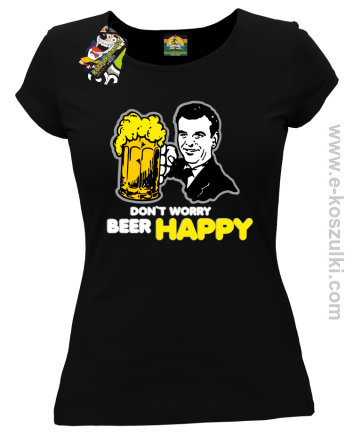 Dont worry beer happy - koszulka damska czarna