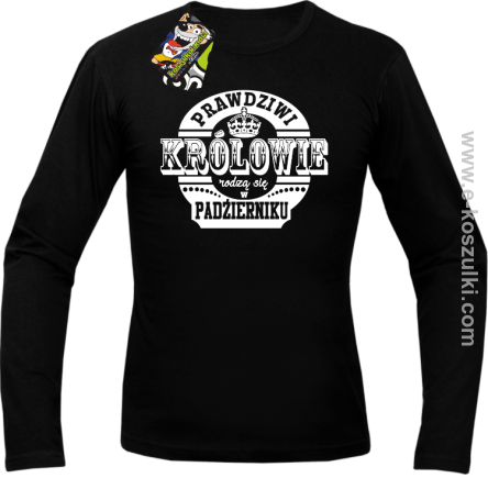 Prawdziwi królowie rodzą się w październiku - longsleeve męski czarny