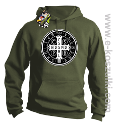 Krzyż Świętego Benedykta - Cross Saint Benedict - bluza z kapturem khaki