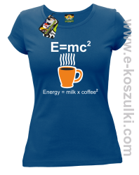 E=mc2 - Energy = Milk x Coffee 2 - koszulka damska niebieska