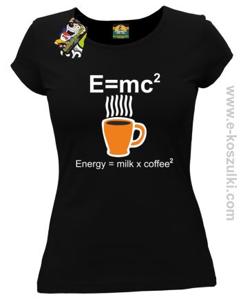 E=mc2 - Energy = Milk x Coffee 2 - koszulka damska czarna