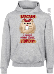 Sarcasm is my natural defence against stupidity - bluza dziecięca z kapturem melanż 